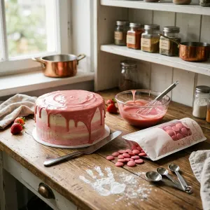 Růžová poleva s jahodovou příchutí 250 g – SweetArt