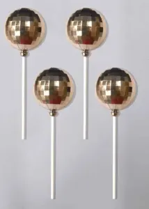 Zápich do dortu Disko koule růžovo-zlaté 3 cm (4 ks)