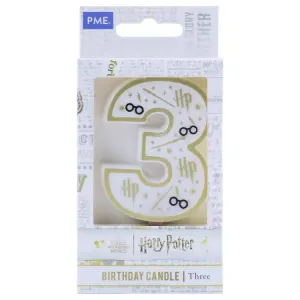 Harry Potter svíčka číslo 3 bílo-zlatá 6,8 cm – PME