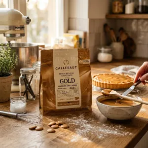 Karamelová čokoláda GOLD 30,4% peletky 400 g – Callebaut
