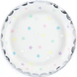 Papírové talíře Unicorn - hvězdy, 18 cm – PartyDeco