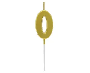 Narozeninová svíčka číslice 0 metalická zlatá 9,5 x 2,3 cm – Godan