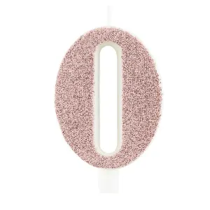 Dortová svíčka číslo 0 RoseGold s glitrem 10 × 5,5 cm – Givi