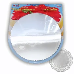 Dortová podložka zrcadlová stříbrná 32 cm + 5 krajek – Alvarak