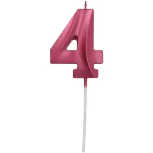Dortová svíčka číslo 4 Glamour Red 7 cm – Folat