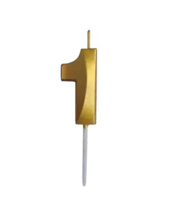 Dortová svíčka číslo 1 s elegantním motivem zlatá, 4,5 cm