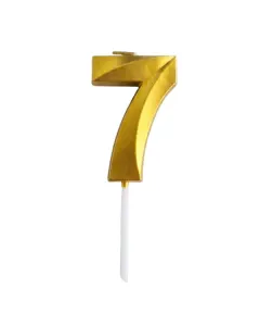 Dortová svíčka číslo 7 zlatá s elegantním motivem 4,7 cm