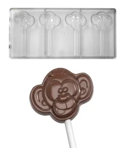 Forma na čokoládové lízátko Opička 12 g, 4 tvary