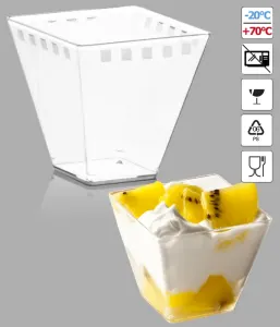 Pohárek PET Cubino na dezerty 150 ml, 6,5 × 6,5 cm, 50 ks
