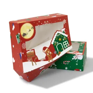 Krabička na vánoční cukroví perníček a domeček 22x15x7 cm – Cakesicq