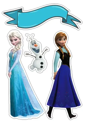 Frozen – Elsa, Olaf a Anna se stuhou – jedlý papír na hranatý dort