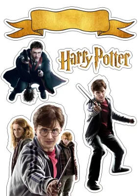 Harry Potter – výřezy postav se stuhou – jedlý papír na hranatý dort