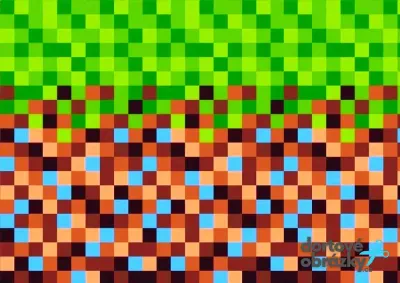 Minecraft – pixelový vzor trávy a hlíny – jedlý papír na hranatý dort