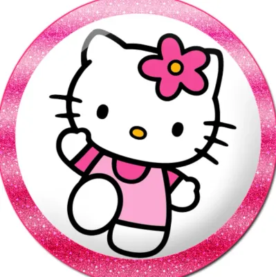 Hello Kitty – v růžovém rámečku – jedlý obrázek na dort