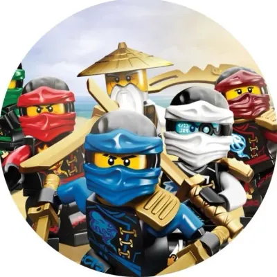 Lego Ninjago – Jay, Kai a Zane zblízka – jedlý obrázek na dort