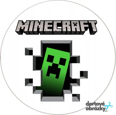 Minecraft – Creeper prorážející zeď – jedlý obrázek na dort