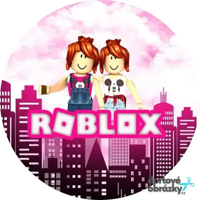Roblox – holčičky v růžovém městě – jedlý obrázek na dort
