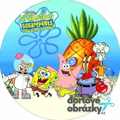 Spongebob – parta s logem u ananasu – jedlý obrázek na dort