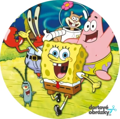 Spongebob – kamarádi v běhu – jedlý obrázek na dort