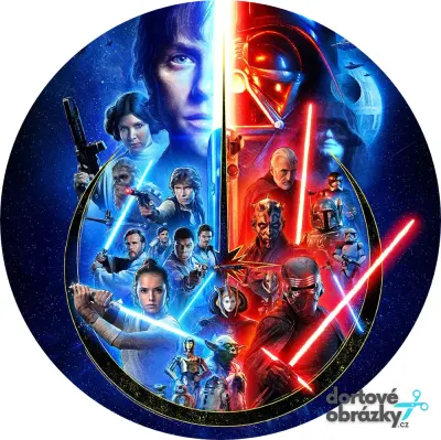 Star Wars – světlá a temná strana – jedlý obrázek na dort