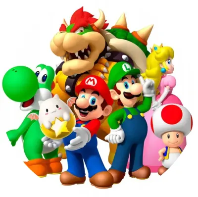 Super Mario – parta s Bowserem na bílém – jedlý obrázek na dort