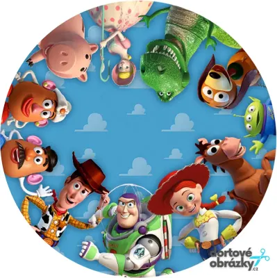Toy Story – Příběh Hraček – kruh postaviček – jedlý obrázek na dort