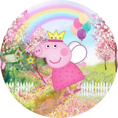 Prasátko Peppa – víla pod duhou – jedlý obrázek na dort