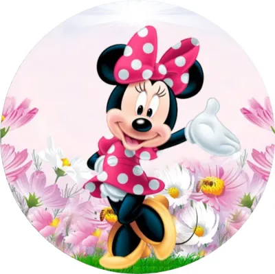 Minnie – na louce s květy – jedlý obrázek na dort