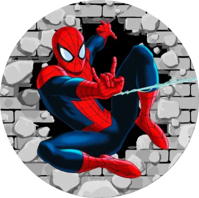 Spiderman – skok z kamenné zdi – jedlý obrázek na dort