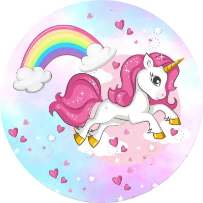 Jednorožec – Unicorn – skok pod duhou – jedlý obrázek na dort