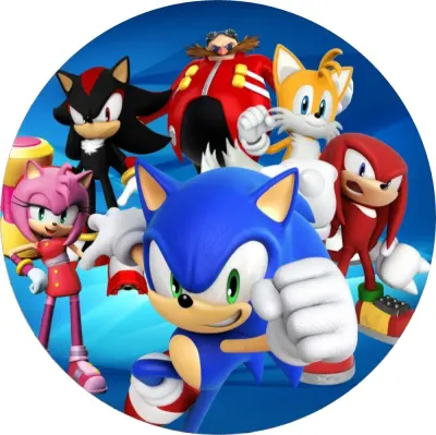 Sonic – s kamarády a Eggmanem – jedlý obrázek na dort