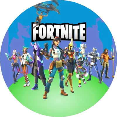 Fortnite – hrdinové na zeleném ostrově – jedlý obrázek na dort