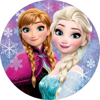Frozen – sestry na fialovém – jedlý obrázek na dort