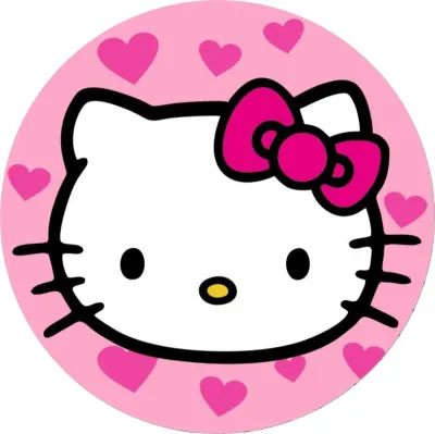 Hello Kitty – v srdíčkách – jedlý obrázek na dort