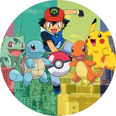 Pokémon – Ash a startéři ve městě – jedlý obrázek na dort