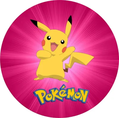 Pokémon – Pikachu na růžovém – jedlý obrázek na dort