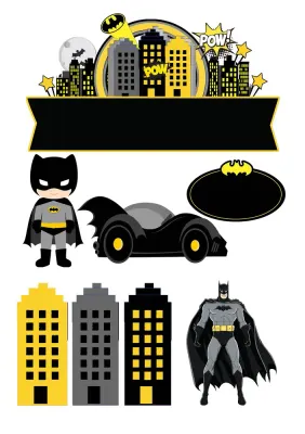 Batman – Batmobil a mrakodrapy – jedlý papír na hranatý dort