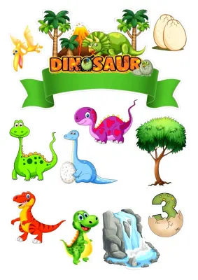 Dinosaur – nápis Dinosaur se stuhou – jedlý papír na hranatý dort
