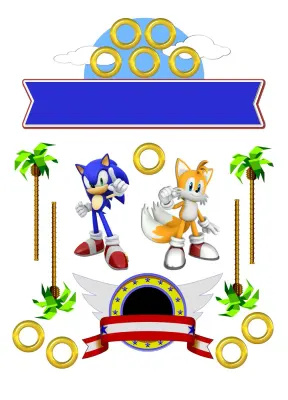 Sonic – cedulka s Tailsem – jedlý papír na hranatý dort