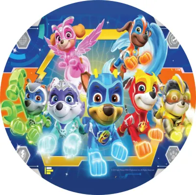 Paw Patrol – Tlapková Patrola – superpejsci v neonech – jedlý obrázek na dort