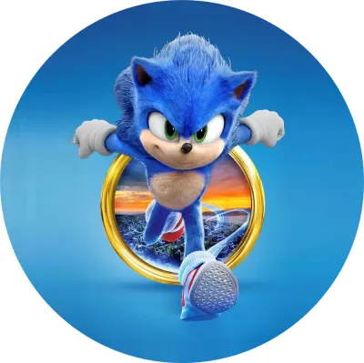 Sonic – skok ze zlatého prstenu – jedlý obrázek na dort