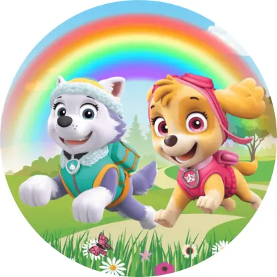 Paw Patrol – Tlapková Patrola – Everest a Skye pod duhou – jedlý obrázek na dort