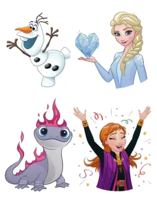Frozen – výřezy Olafa, Elsy a Bruniho – jedlý papír na hranatý dort