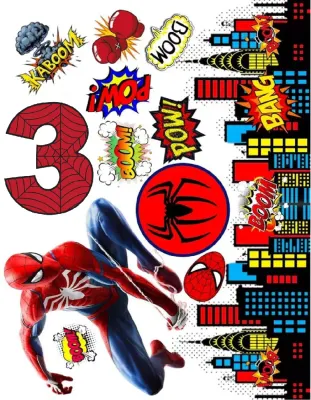 Spiderman s číslem 1-9 dle výběru – jedlý papír na hranatý dort