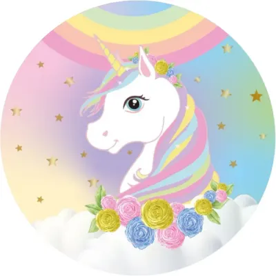 Jednorožec – Unicorn – v oblacích s růžemi – jedlý obrázek na dort