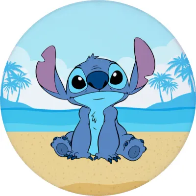 Lilo a Stitch – na pláži s palmami – jedlý obrázek na dort