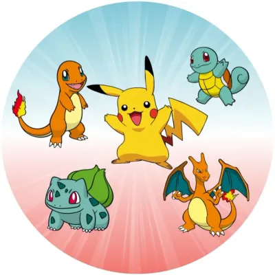 Pokémon – Pikachu, Charmander a kamarádi – jedlý obrázek na dort