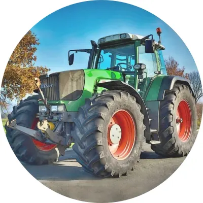 Traktor – zelený s červenými koly – jedlý obrázek na dort