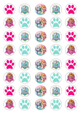 Paw Patrol – tlapky a štíty – jedlý papír na cupcakes
