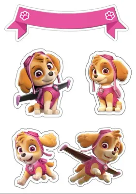 Tlapková Patrola – Sky – Ořez – jedlý papír na hranatý dort